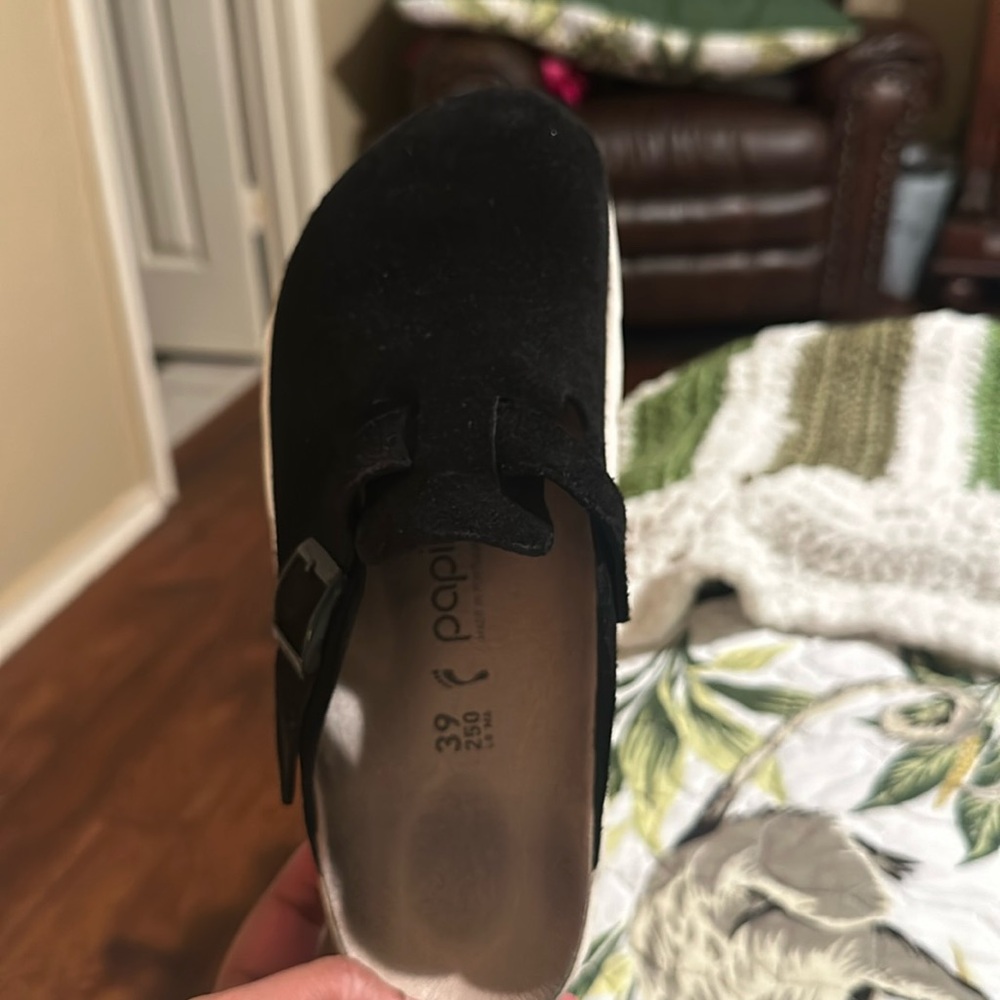 Birkenstock Boston Pap Chunky Suede Black size women 8/men 7